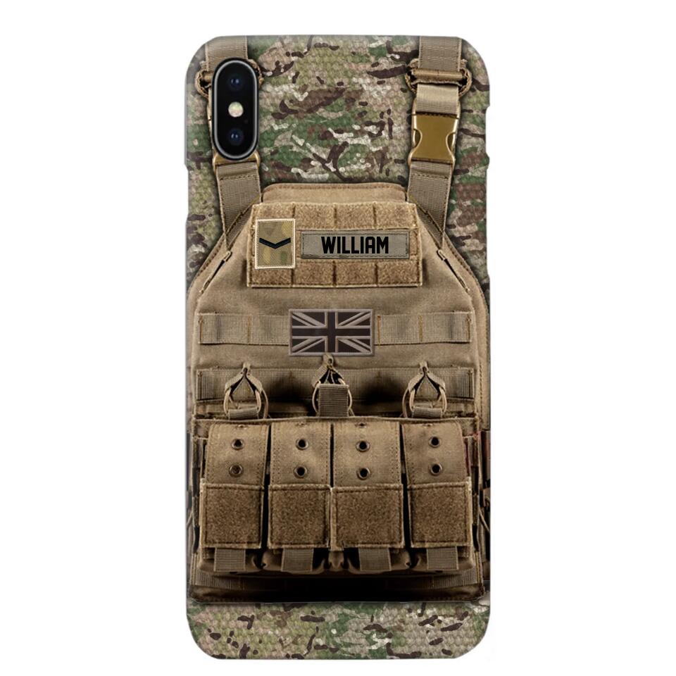 Personalized UK Veteran/Soldier Uniform Rank Camo Phonecase Printed 23MAR-DT01