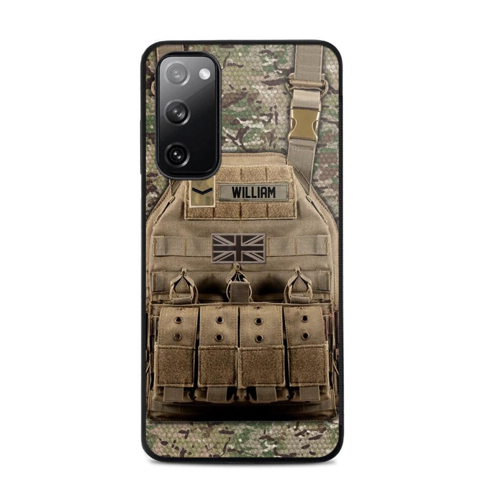 Personalized UK Veteran/Soldier Uniform Rank Camo Phonecase Printed 23MAR-DT01