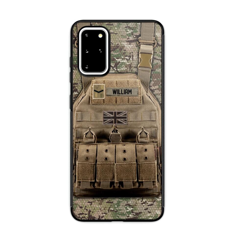 Personalized UK Veteran/Soldier Uniform Rank Camo Phonecase Printed 23MAR-DT01