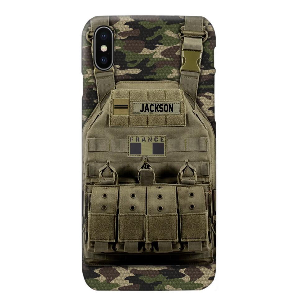 Personalized French Veteran/Soldier Uniform Rank Camo Phonecase Printed 23MAR-DT01