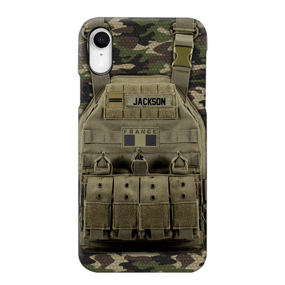 Personalized French Veteran/Soldier Uniform Rank Camo Phonecase Printed 23MAR-DT01