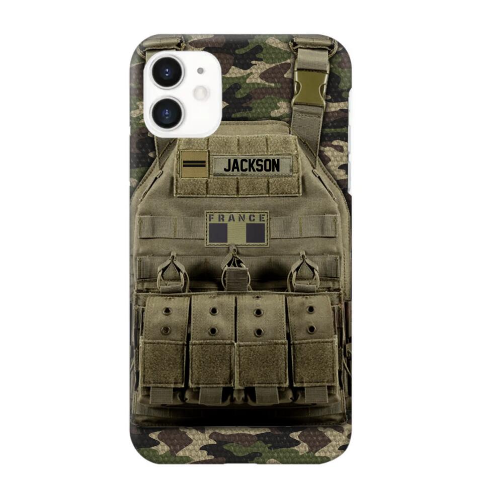 Personalized French Veteran/Soldier Uniform Rank Camo Phonecase Printed 23MAR-DT01