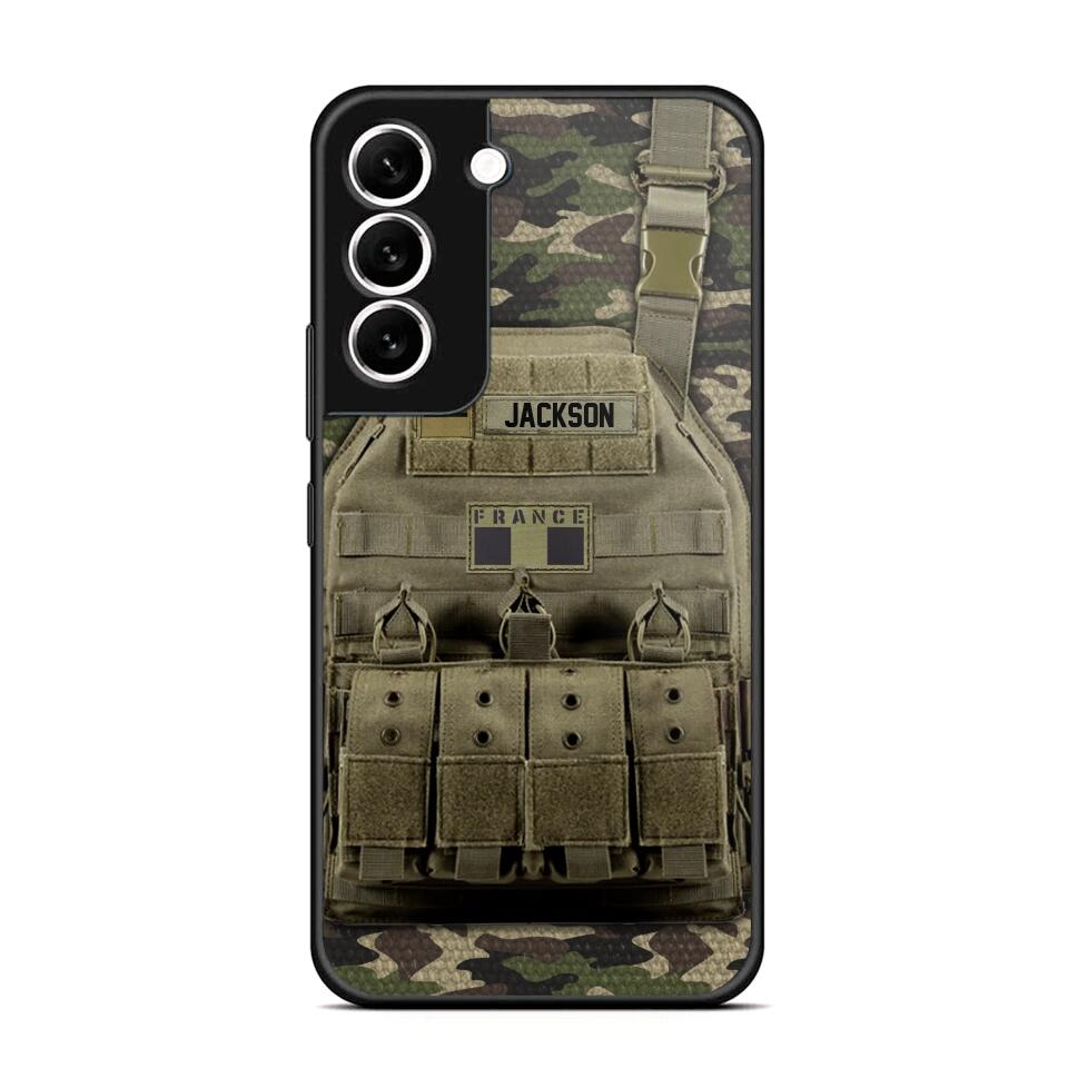 Personalized French Veteran/Soldier Uniform Rank Camo Phonecase Printed 23MAR-DT01