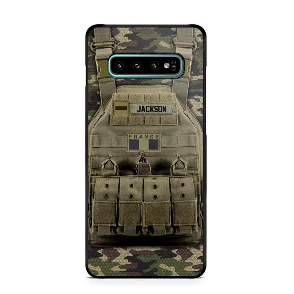 Personalized French Veteran/Soldier Uniform Rank Camo Phonecase Printed 23MAR-DT01