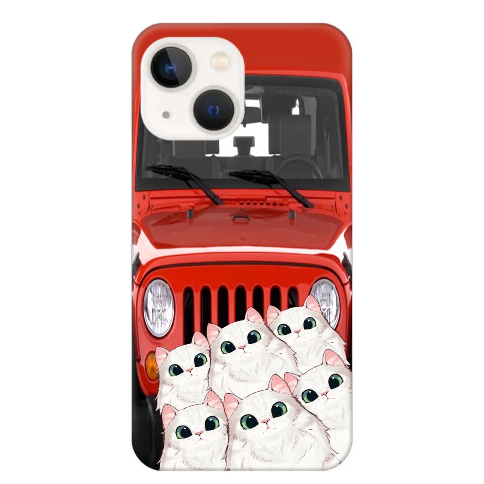 Personalized Cats Jeep Background Cat Lovers Gift Phonecase Printed 23MAR-HQ01