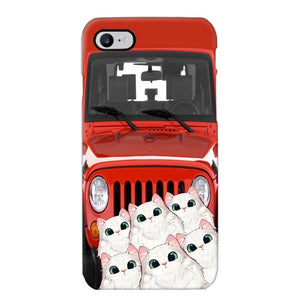 Personalized Cats Jeep Background Cat Lovers Gift Phonecase Printed 23MAR-HQ01