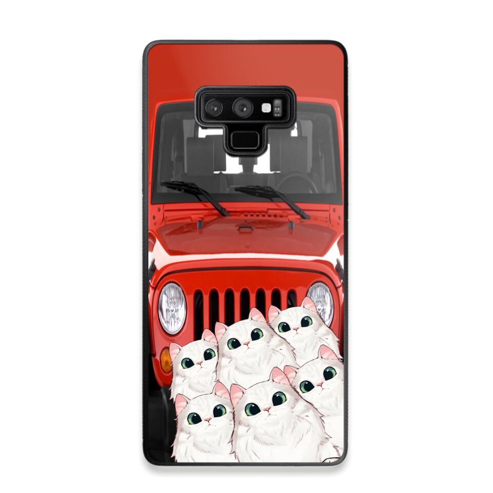 Personalized Cats Jeep Background Cat Lovers Gift Phonecase Printed 23MAR-HQ01