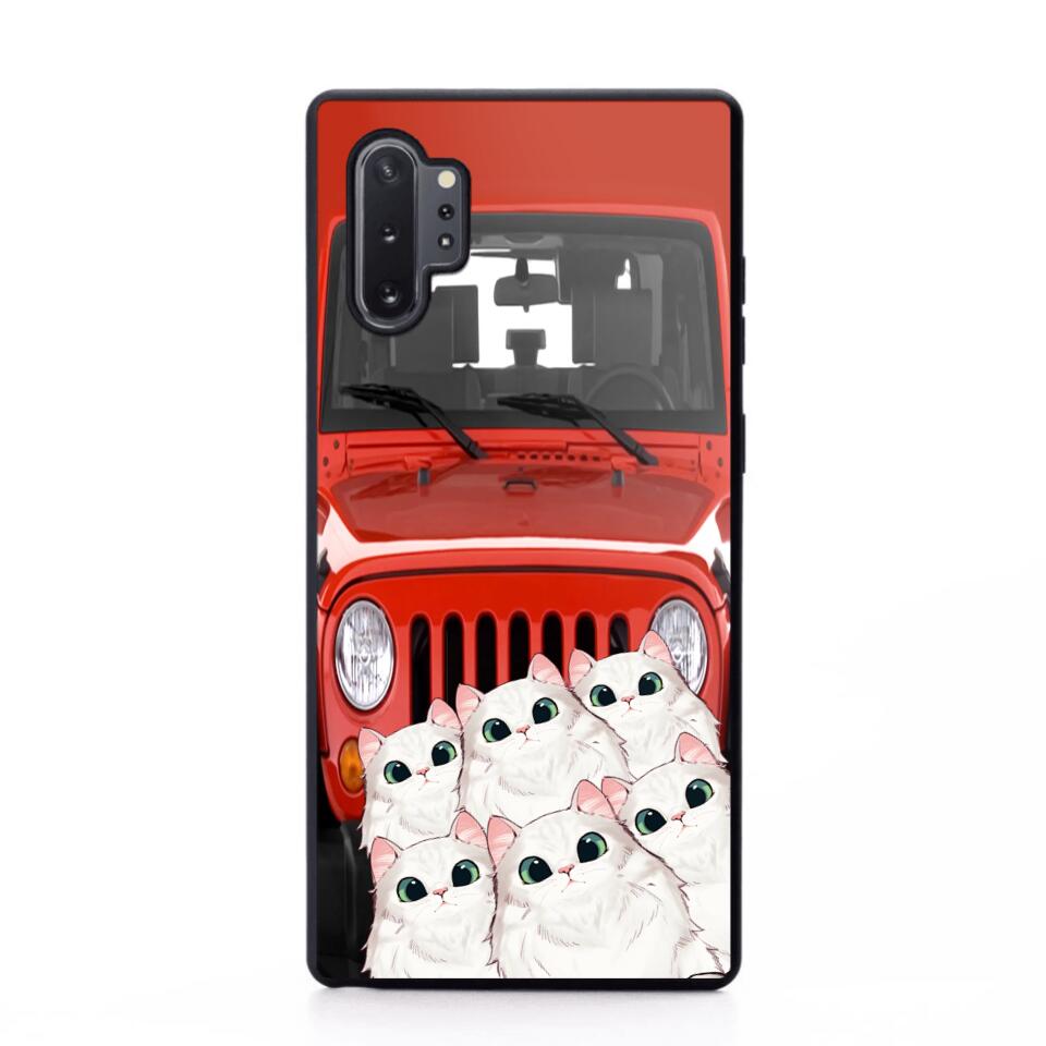 Personalized Cats Jeep Background Cat Lovers Gift Phonecase Printed 23MAR-HQ01