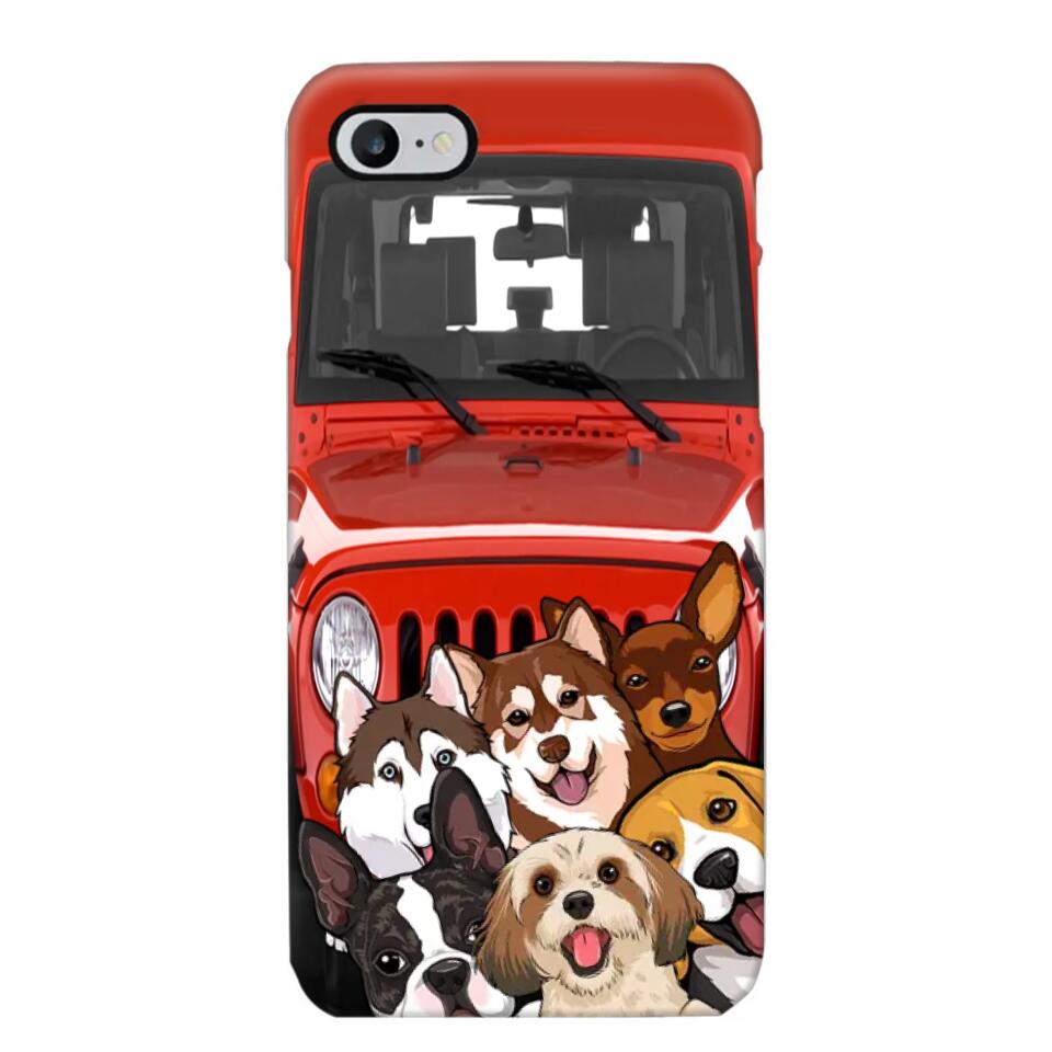 Personalized Dogs Jeep Background Dog Lovers Gift Phonecase Printed 23MAR-HQ01