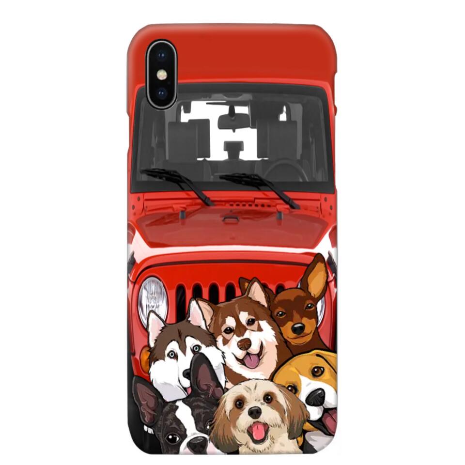 Personalized Dogs Jeep Background Dog Lovers Gift Phonecase Printed 23MAR-HQ01