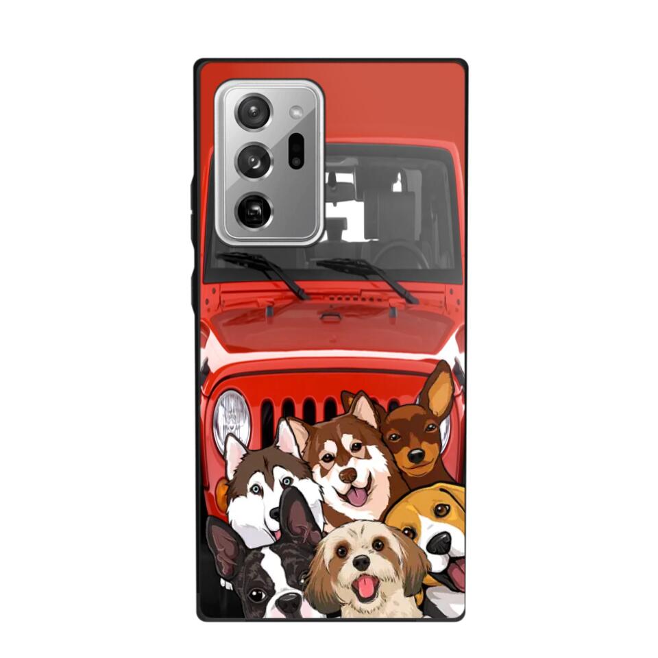 Personalized Dogs Jeep Background Dog Lovers Gift Phonecase Printed 23MAR-HQ01