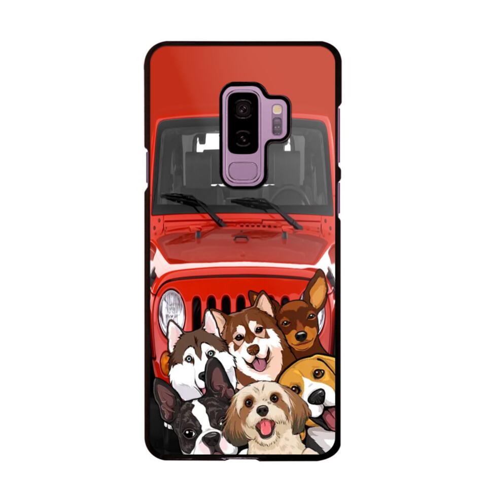 Personalized Dogs Jeep Background Dog Lovers Gift Phonecase Printed 23MAR-HQ01