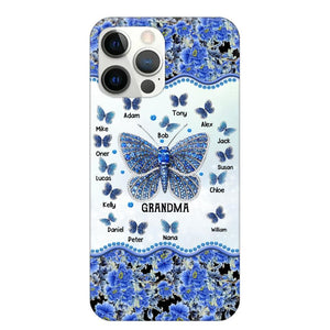 Personalized Butterflies & Flowers Grandma with Kid's Name Phonecase Printed 23MAR-DT04