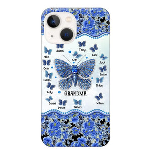 Personalized Butterflies & Flowers Grandma with Kid's Name Phonecase Printed 23MAR-DT04