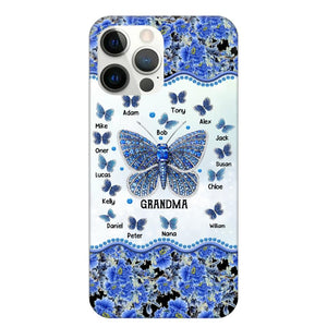 Personalized Butterflies & Flowers Grandma with Kid's Name Phonecase Printed 23MAR-DT04