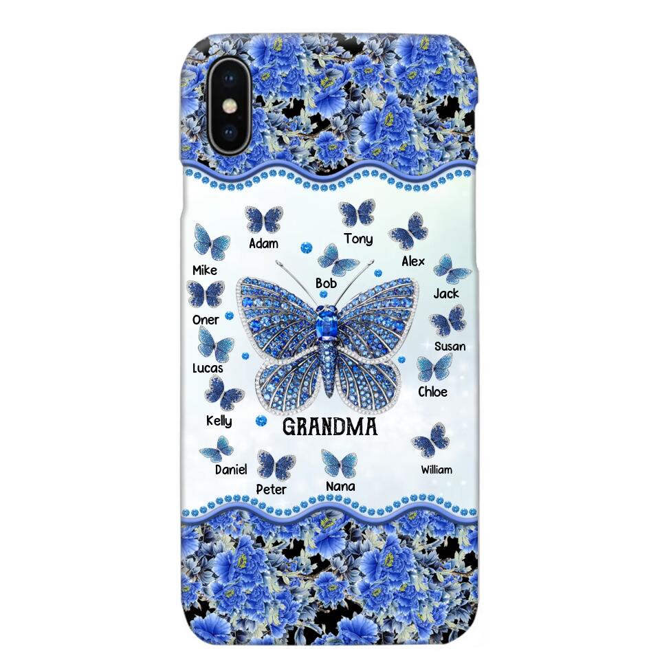 Personalized Butterflies & Flowers Grandma with Kid's Name Phonecase Printed 23MAR-DT04