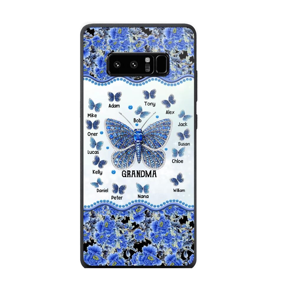 Personalized Butterflies & Flowers Grandma with Kid's Name Phonecase Printed 23MAR-DT04