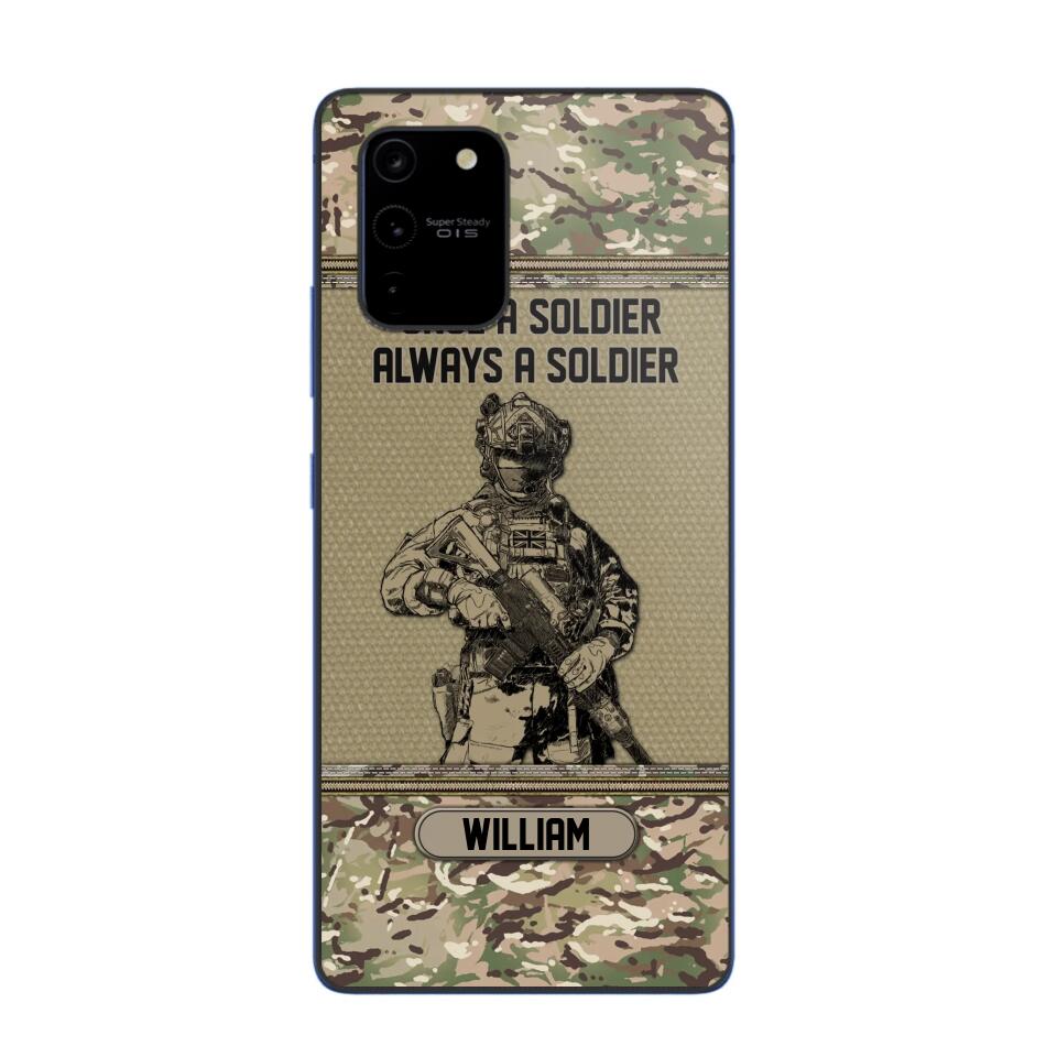 Personalized UK Soldier Once A Soldier Always A Soldier Camo Phonecase Printed 23MAR-DT07