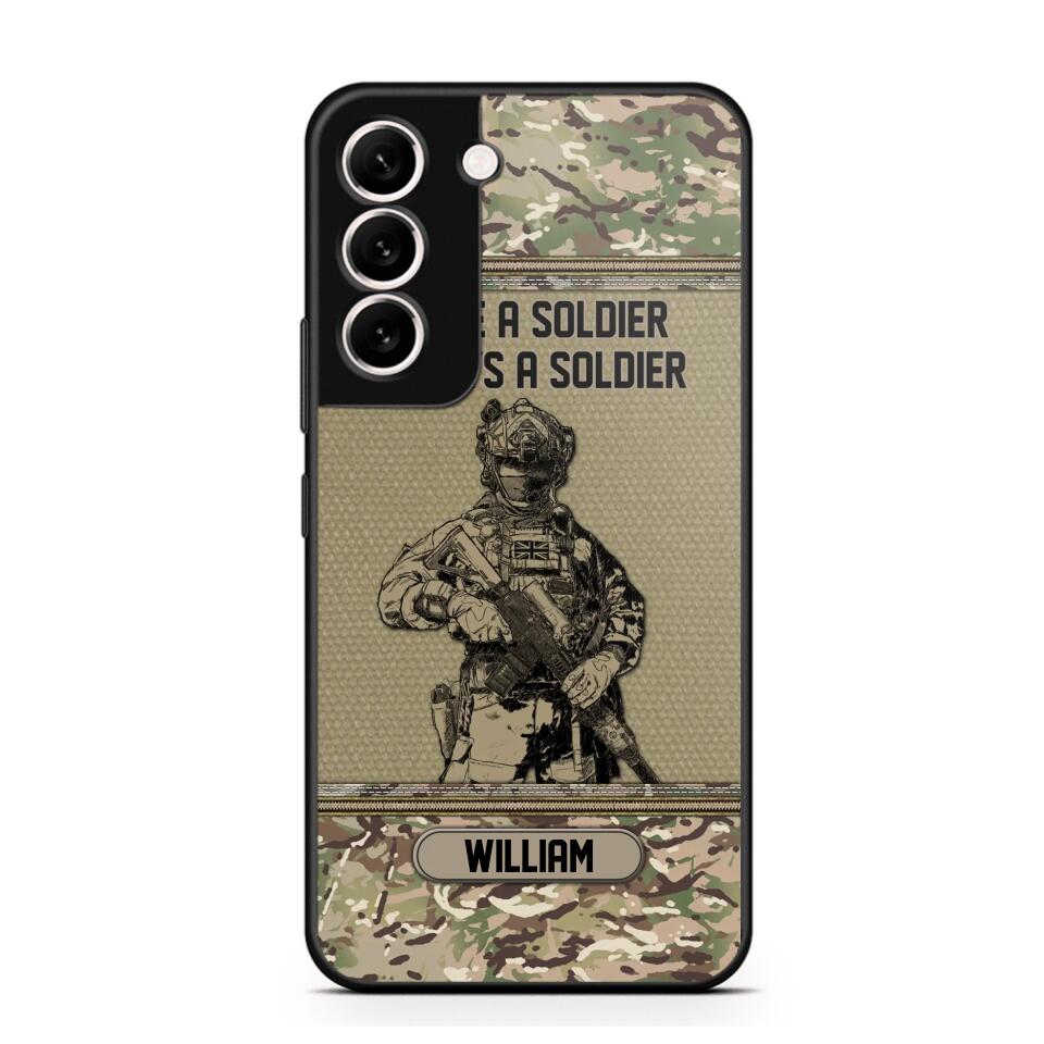 Personalized UK Soldier Once A Soldier Always A Soldier Camo Phonecase Printed 23MAR-DT07