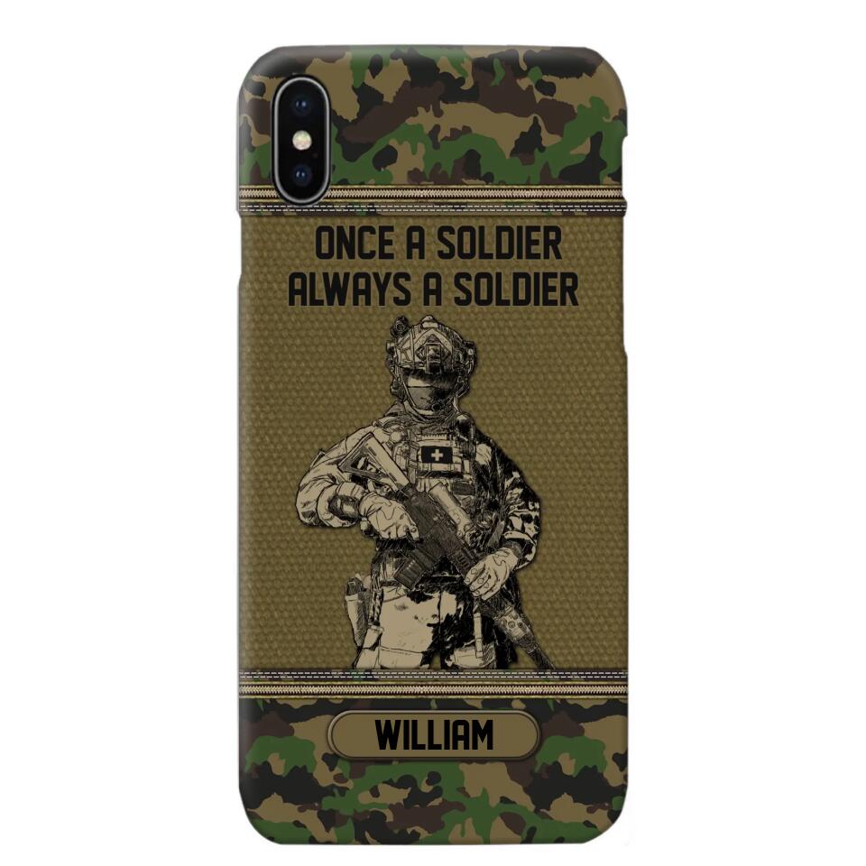 Personalized Swiss Soldier Once A Soldier Always A Soldier Camo Phonecase Printed 23MAR-DT07