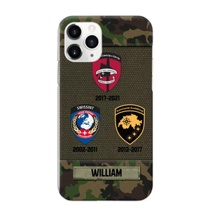 Personalized Swiss Soldier/ Veteran Logo Camo Phonecase Printed 23MAR-DT08