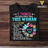 Personalized 5 Things You Should Know About This Dog Mom Tshirt Printed 23MAR-DT10