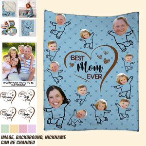 Personalized Upload Your Family Photo Best Mom Ever Quilt Blanket Printed PNDT1003