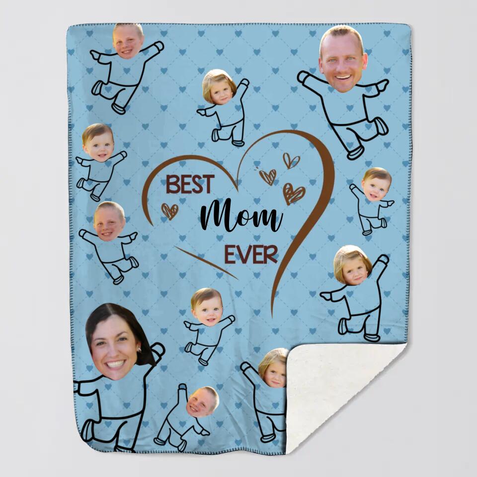 Personalized Upload Your Family Photo Best Mom Ever Quilt Blanket Printed PNDT1003