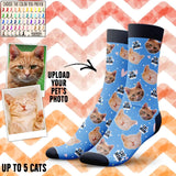 Personalized Upload Your Cat Photos Head Cat Mom  Crew Socks Printed PNDT1303