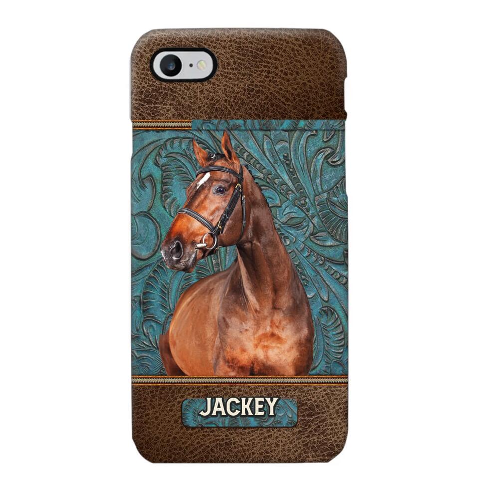 Personalized Upload Your Horse Photo Leather Phonecase Printed 23MAR-HQ16