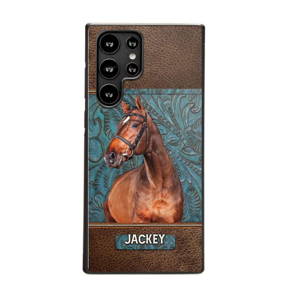 Personalized Upload Your Horse Photo Leather Phonecase Printed 23MAR-HQ16