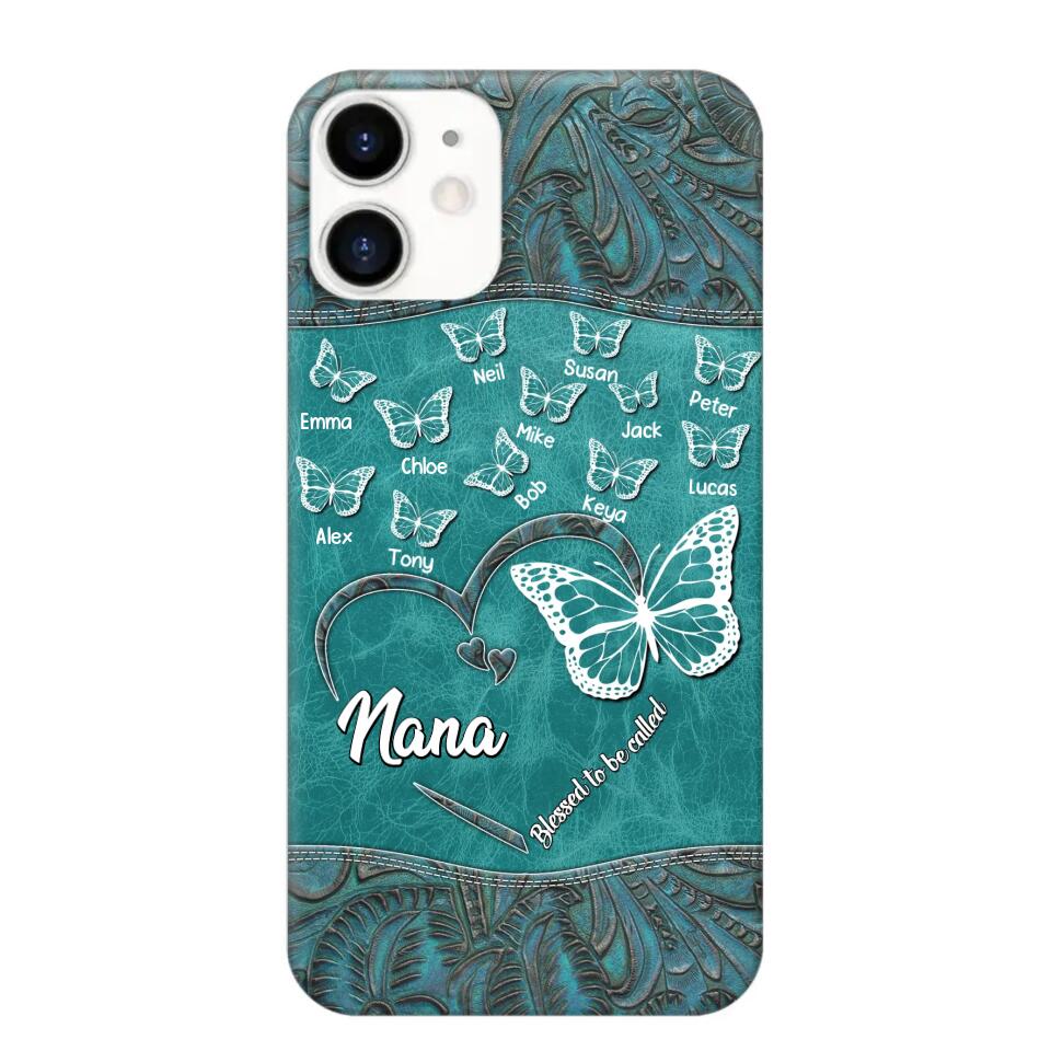 Personalized Butterflies Grandma Heart & Kid's Name Phonecase Printed QTDT1703