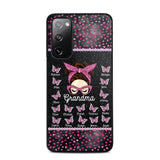 Personalized Grandma Nana Mom Aunt Pink Glam Glitter Buttterfly & Kid's Name Phonecase Printed PNDT2003