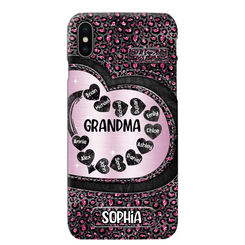 Personalized Grandma Nana Auntie Mom Heart & Kid's Name Phonecase Printed QTHQ2003