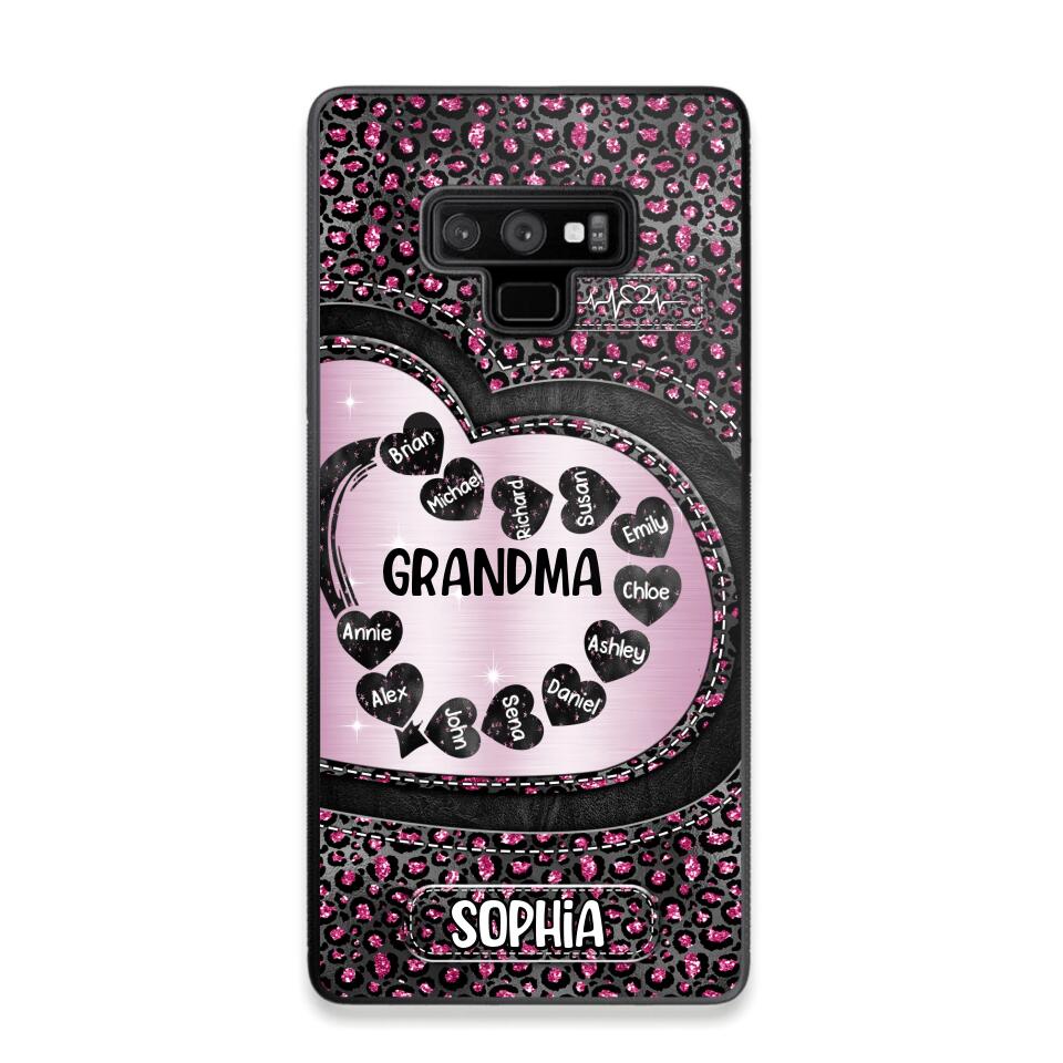 Personalized Grandma Nana Auntie Mom Heart & Kid's Name Phonecase Printed QTHQ2003