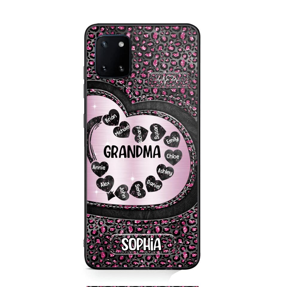 Personalized Grandma Nana Auntie Mom Heart & Kid's Name Phonecase Printed QTHQ2003