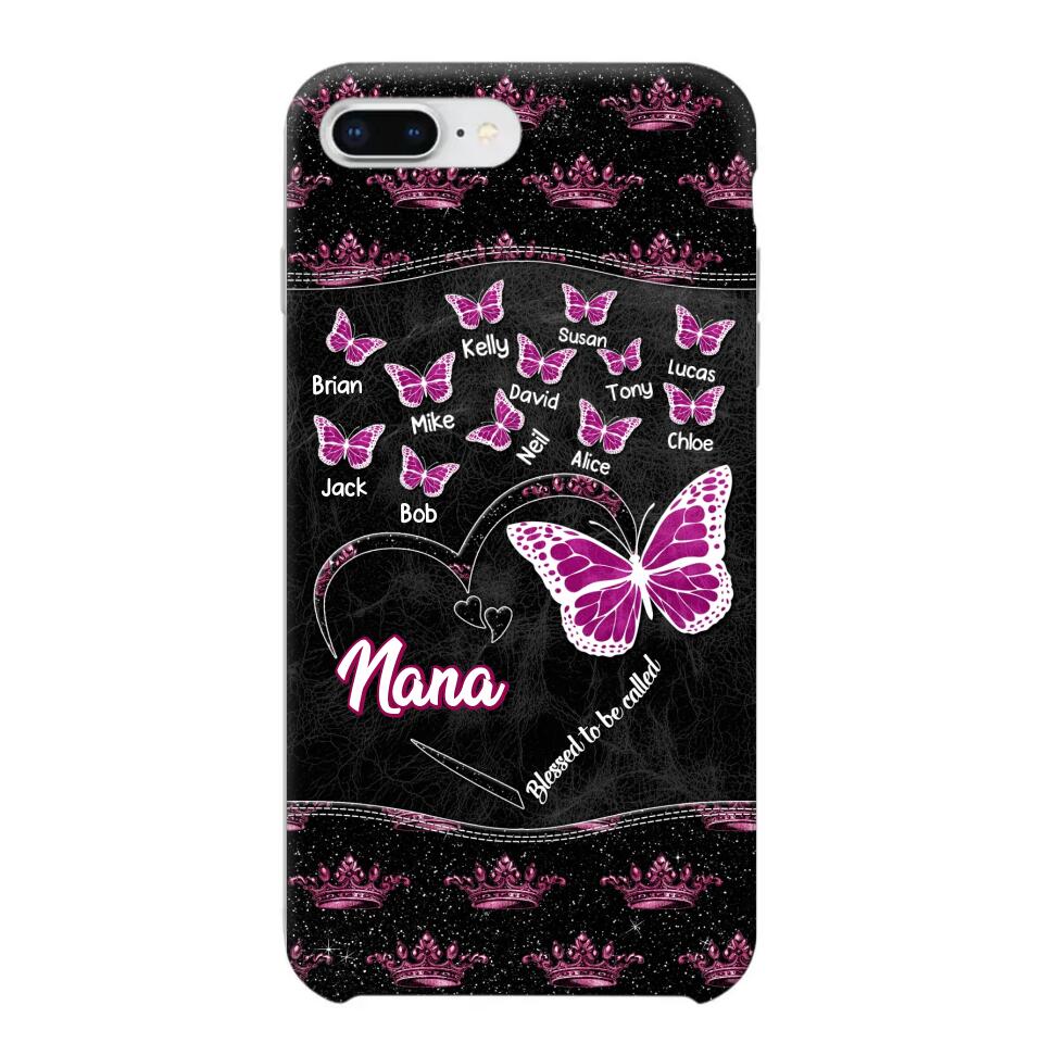 Personalized Butterflies Grandma Heart & Kid's Name Phonecase Printed QTDT1803