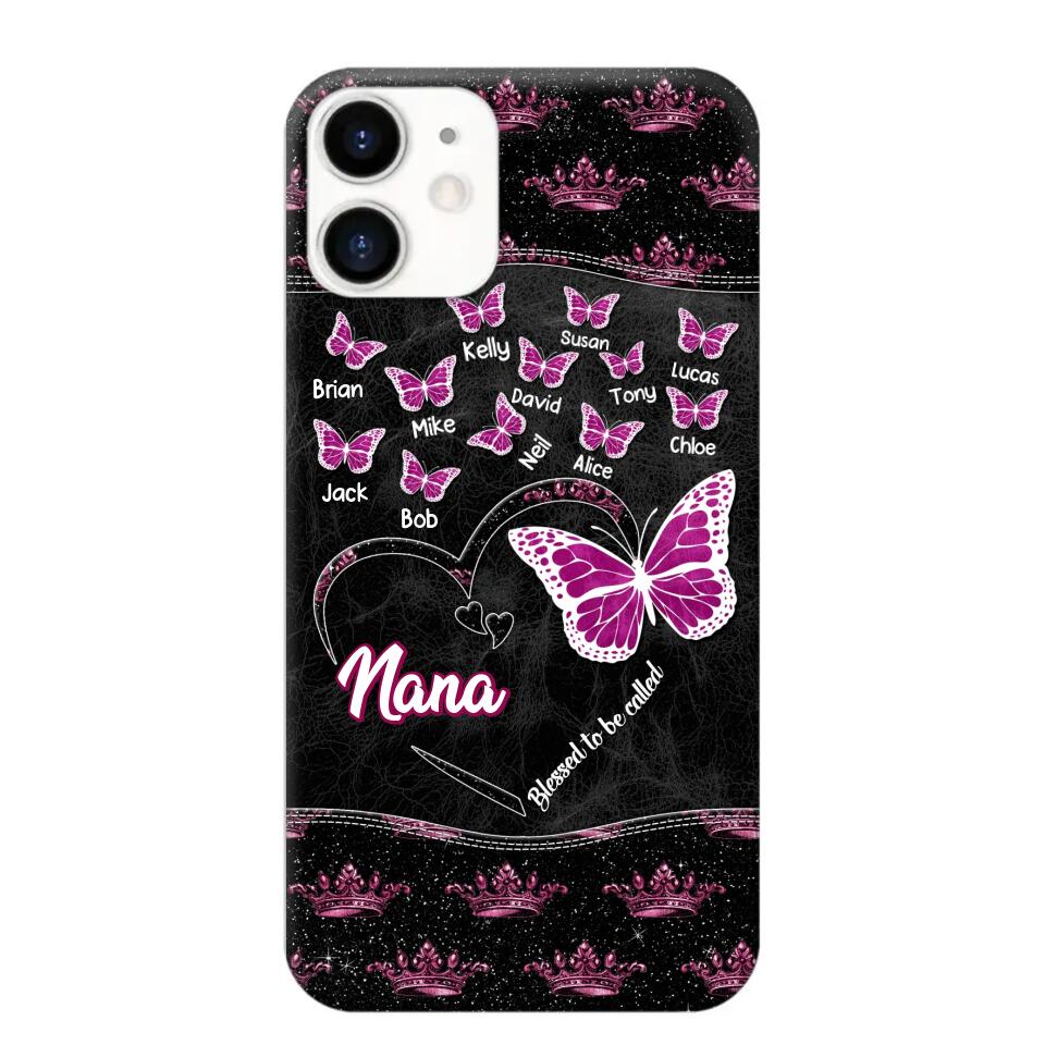 Personalized Butterflies Grandma Heart & Kid's Name Phonecase Printed QTDT1803