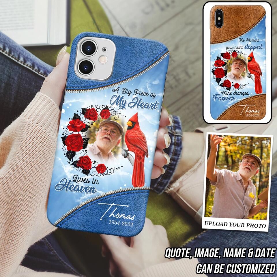 Personalized Upload Photo Memorial A Big Piece Of My Heart Lives in Heaven Phonecase Printed QTDT2103