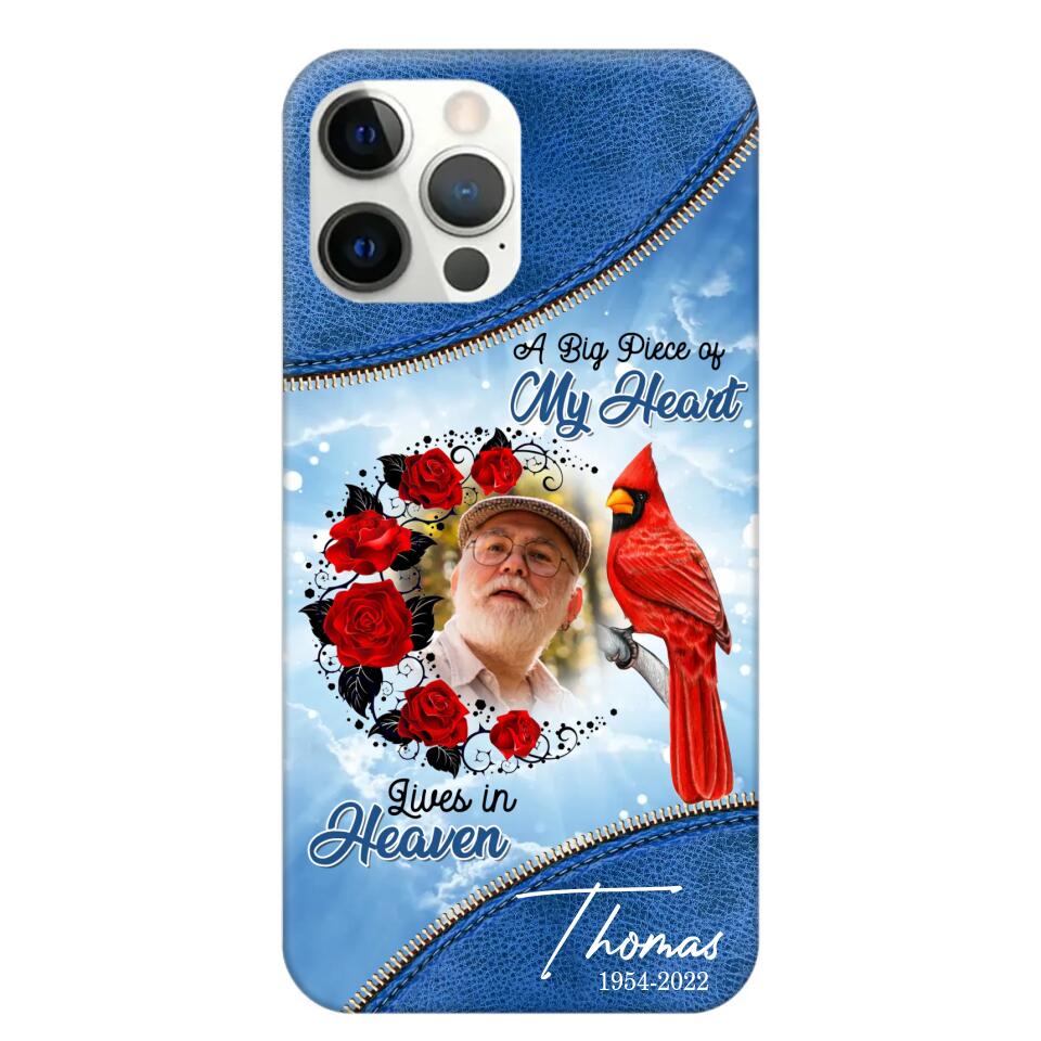 Personalized Upload Photo Memorial A Big Piece Of My Heart Lives in Heaven Phonecase Printed QTDT2103