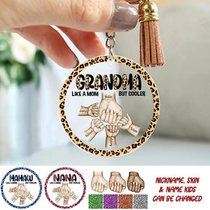 Personalized Grandma Abuela Mom Nana Like A Mom But Cooler Kid Name Hand Acrylic Keychain Printed PNDT2303