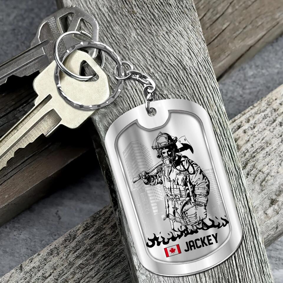 Personalized Once A Firefighter Always A Firefighter Canadian Firefighter Keychain Printed 23MAR-HQ29