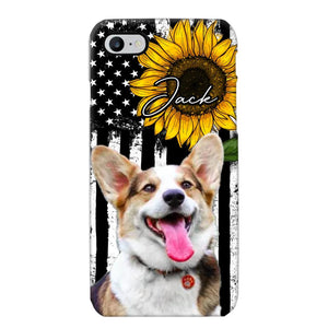 Personalized Upload Your Dog Photo & Name Sunflower Phonecase Printed QTHQ0504