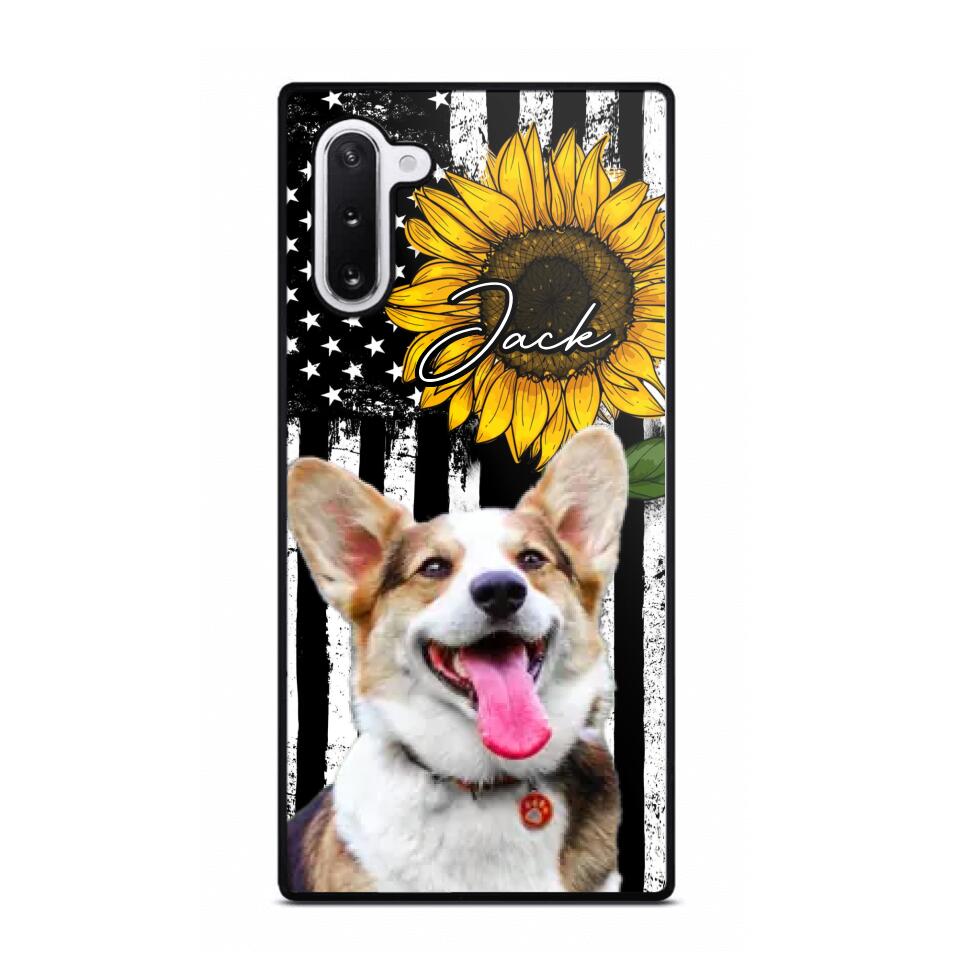 Personalized Upload Your Dog Photo & Name Sunflower Phonecase Printed QTHQ0504