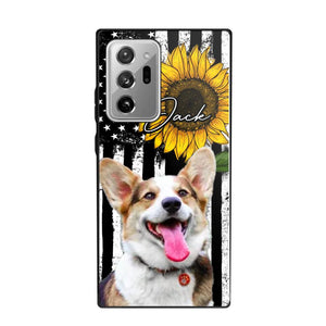 Personalized Upload Your Dog Photo & Name Sunflower Phonecase Printed QTHQ0504