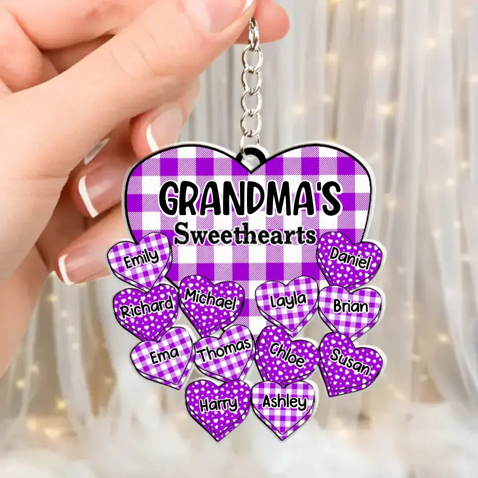 Personalized Grandma Nana Aunt Mom Sweehearts Kid Name Acrylic Keychain Gift Printed 23APR-HQ13