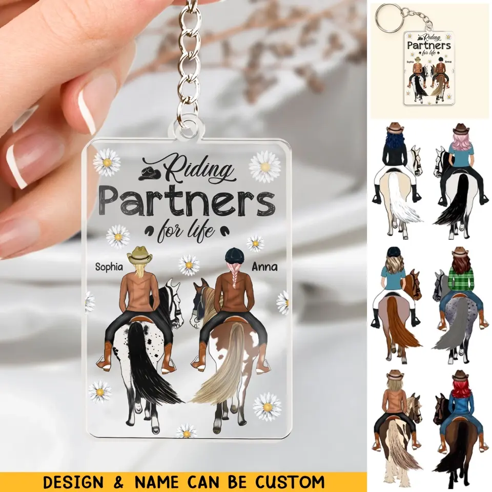 Personalized Riding Partners For Life Horse Besties Acrylic Keychain Horse Lovers Gift Printed 23APR-HQ14