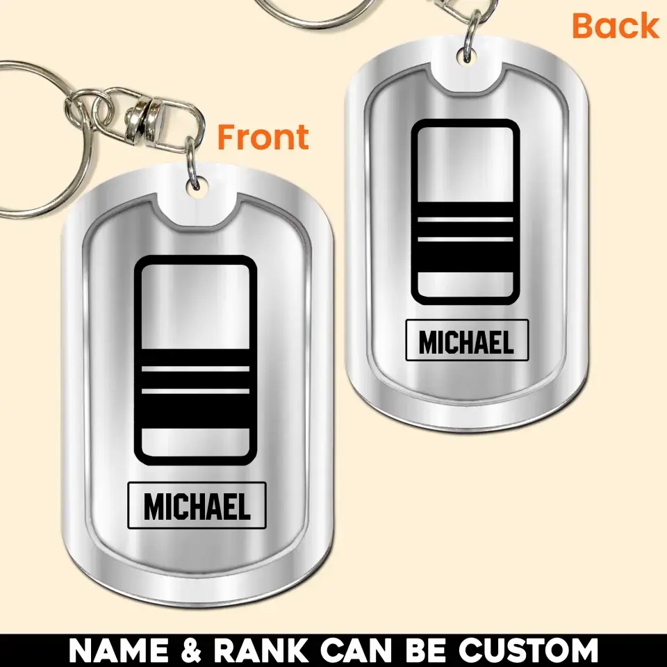 Personalized UK Veteran/Soldier Rank Camo & Name Keychain Printed 23APR-BQT14