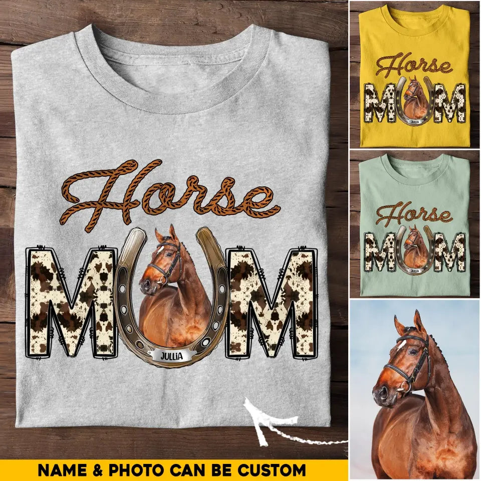 Personalized Upload Horse Photo Gift For Horse Mom Tshirt Printed 23APR-HQ15