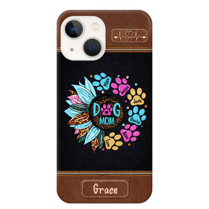 Personalized Dog Mom Sunflower & Dog Name Dog Lovers Gift Fabric Phonecase Printed 23APR-BQT21